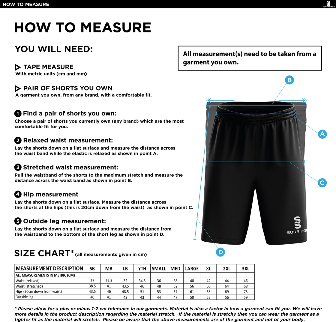 Nassington CC - Ripstop Short - Size Guide