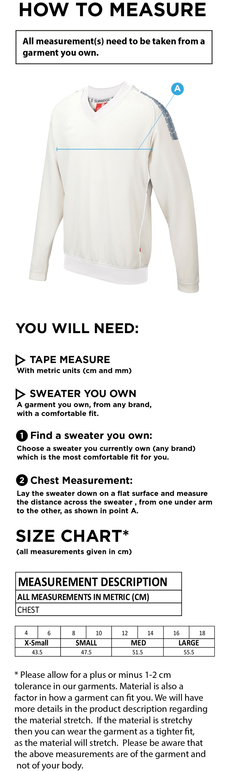 NASSINGTON CC BLAST LONG SLEEVE WOMEN'S SWEATER - Ivory - Size Guide