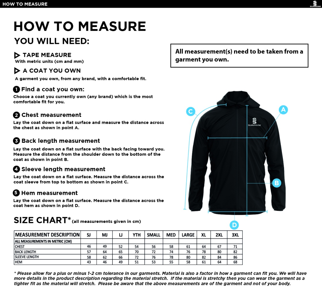 NASSINGTON CC Dual Elite 1/4 Zip Hoody / Rain Jacket : Navy - Size Guide