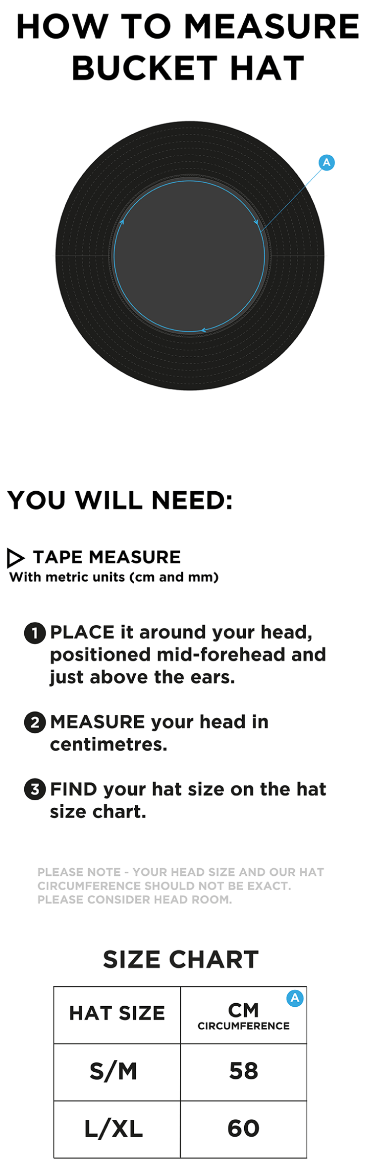 nassington cc Dual Bucket Hat - Navy - Size Guide